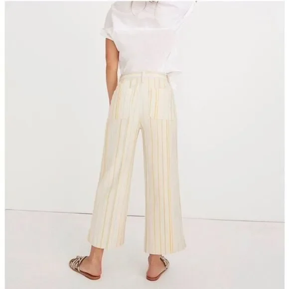 Madewell Pant Emmett Tall Wide Leg Crop Stripe NWT - Picture 5 of 10